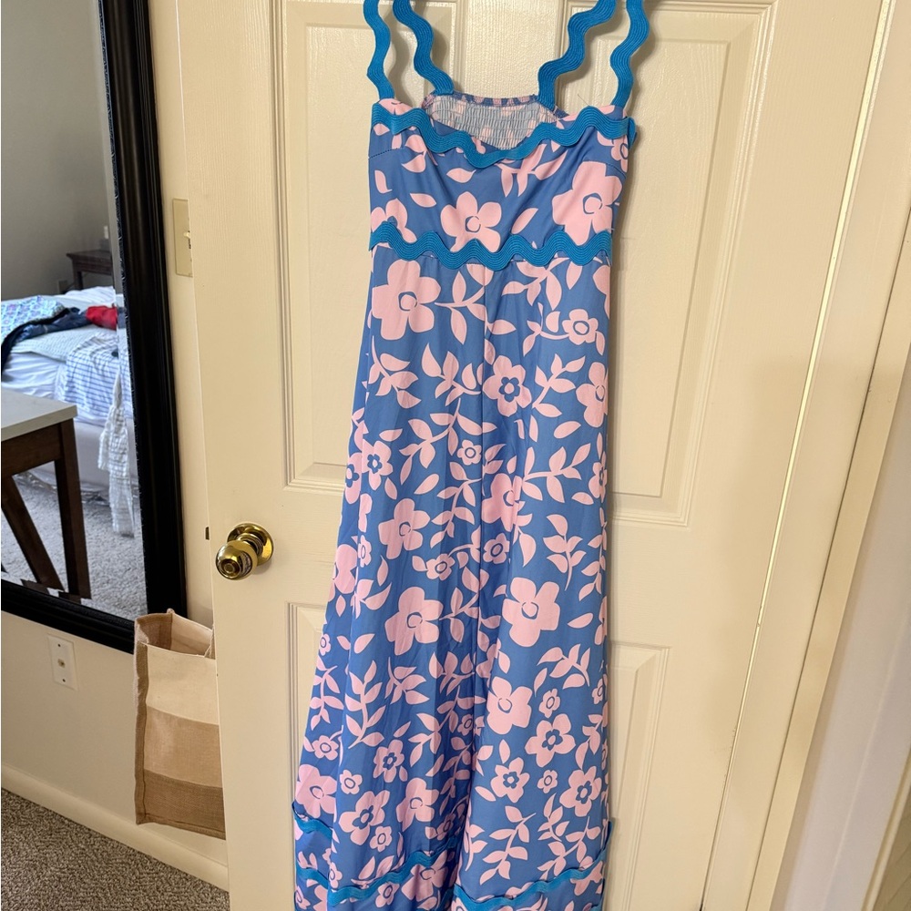 Floral Blue and Pink Kids One Piece